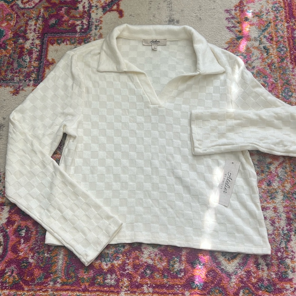 Checkerboard crop sweater